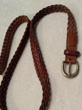 Mens genuine brown braided leather belt size 38 or medium large, size M L belts